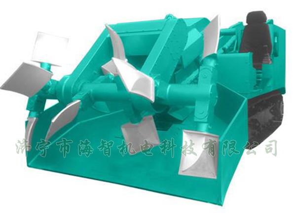 為了提高裝載效率，在取料方面通過滾耙式旋轉連續取料的方式